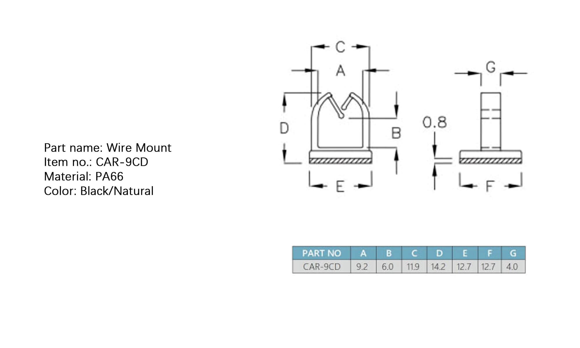 Plastic Wire Mount CAR-9CD